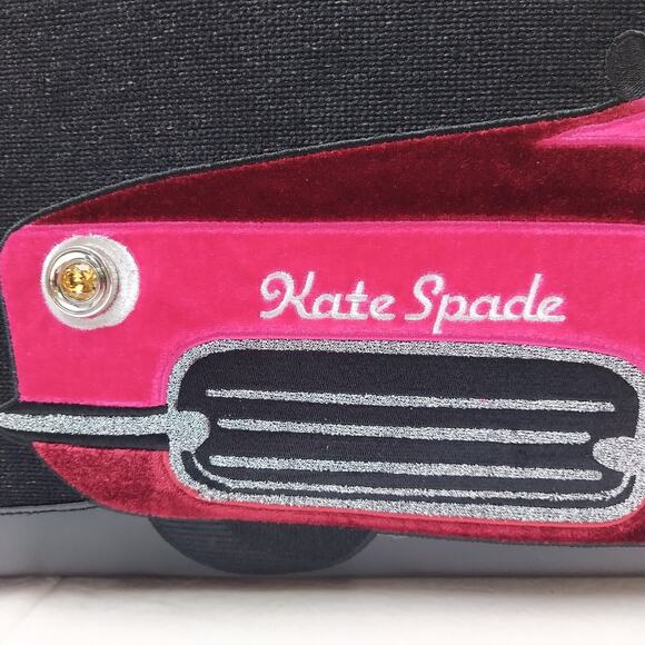 Kate Spade New York Manhattan Black Canvas Car Embellished Large Tote Bag NWT - Picture 4 of 16